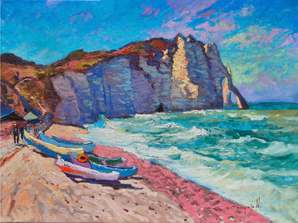 Stranden ved klippene i Etretat av Alexander Shandor