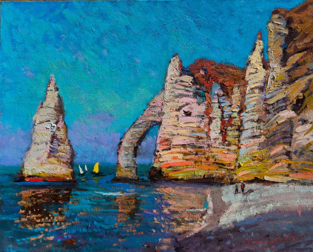 Havbue ved klippene i Étretat av Alexander Shandor