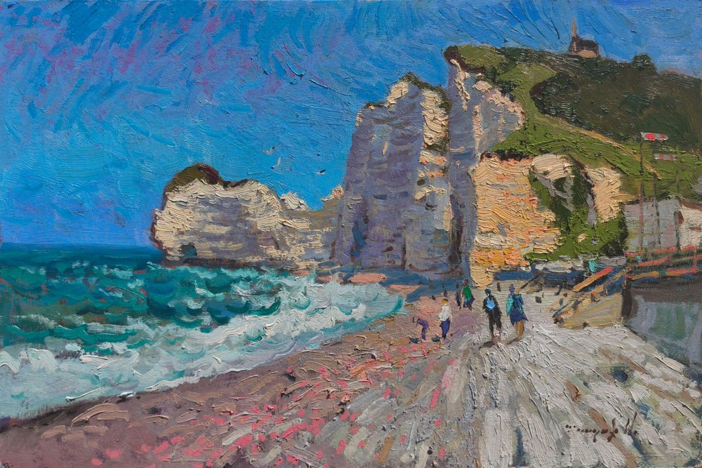 De solfylte klippene ved stranden i Étretat av Alexander Shandor