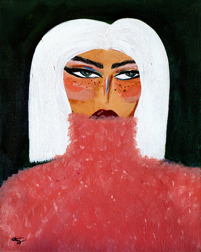 Kvinne i rosa turtleneck av Amy Straley