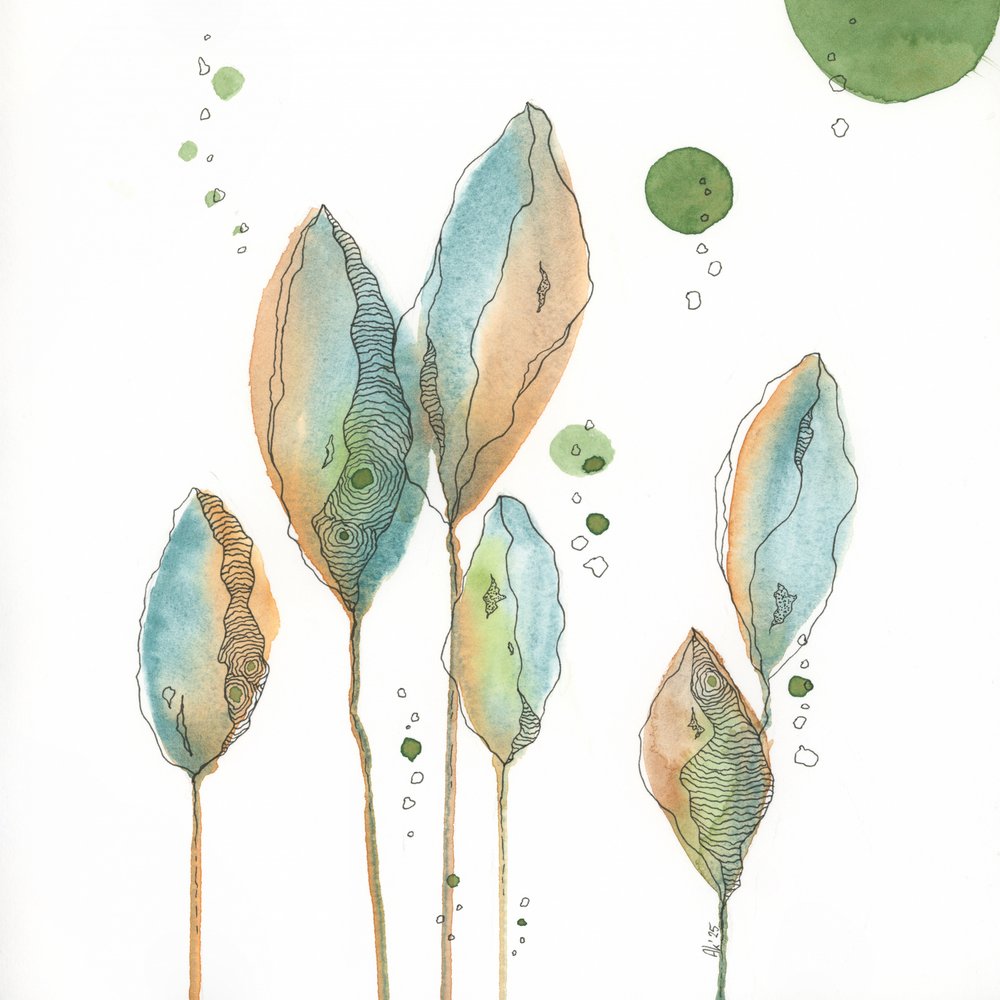 Myke, abstrakte botaniske motiver av Ankie Kooi
