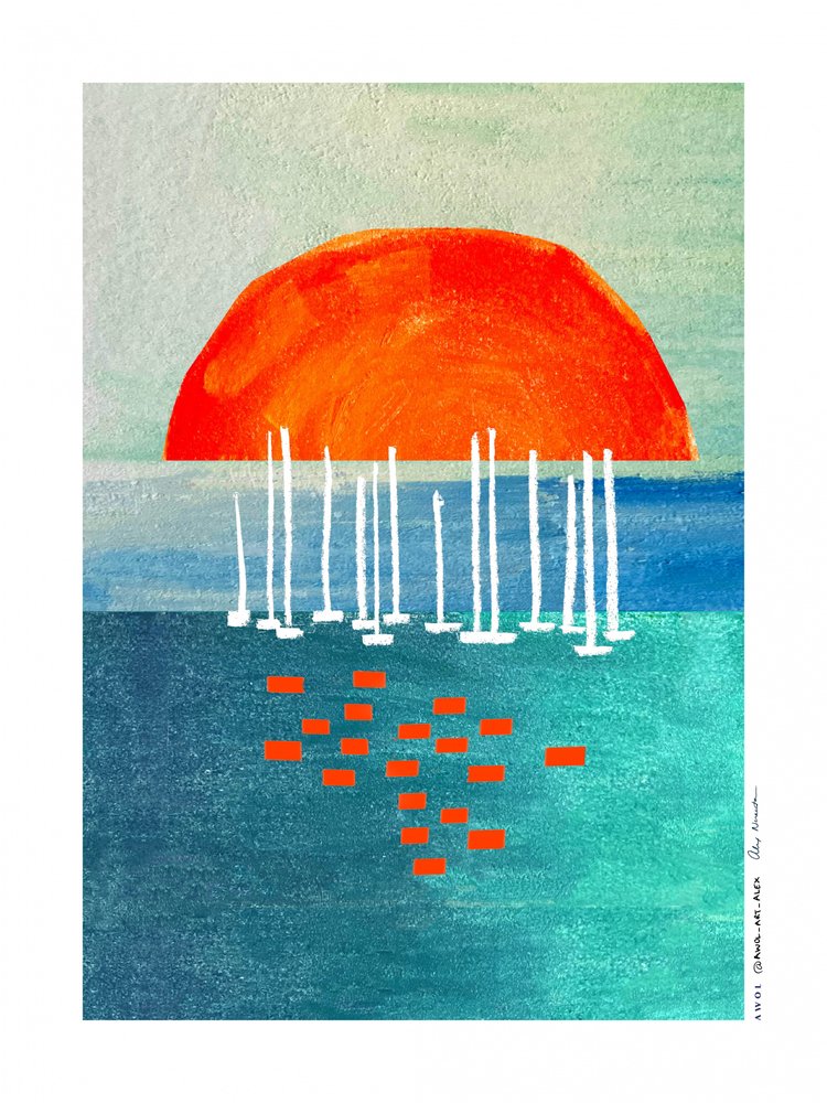Orange Sun Seilbåter av Awol Art Alex