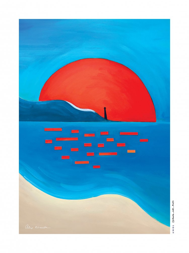 Fyrtårn med rød sol av Awol Art Alex