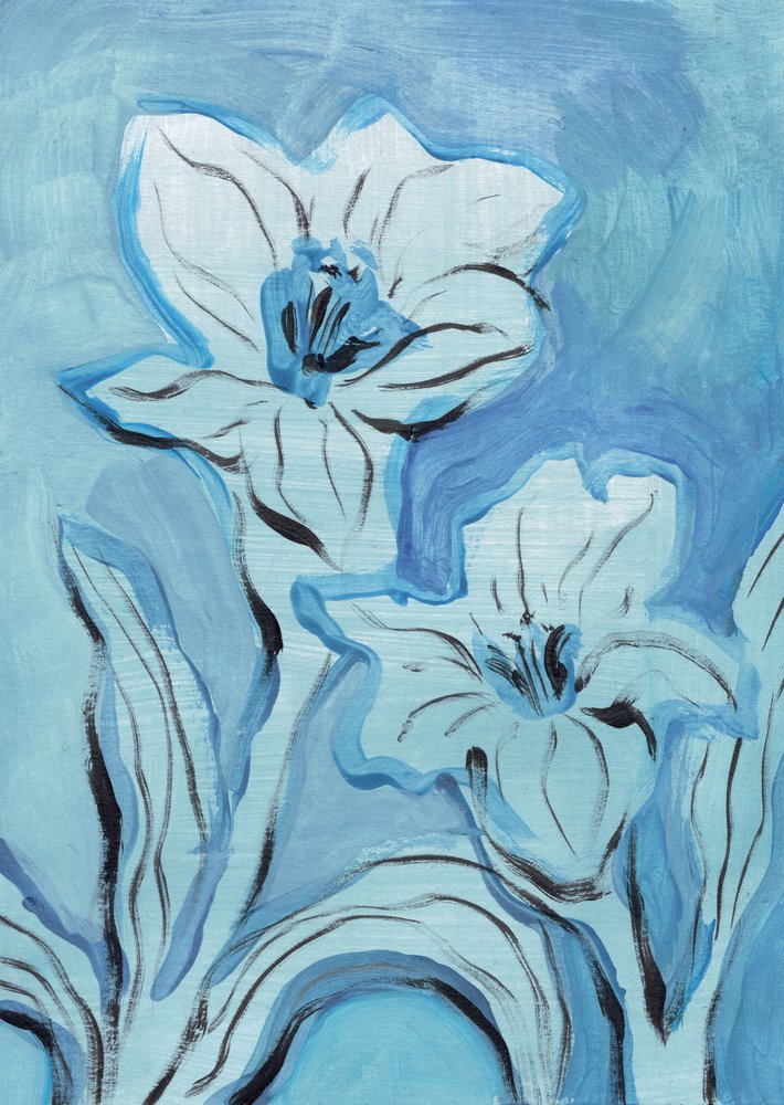 Abstrakte blå blomster av Catalina Somolinos