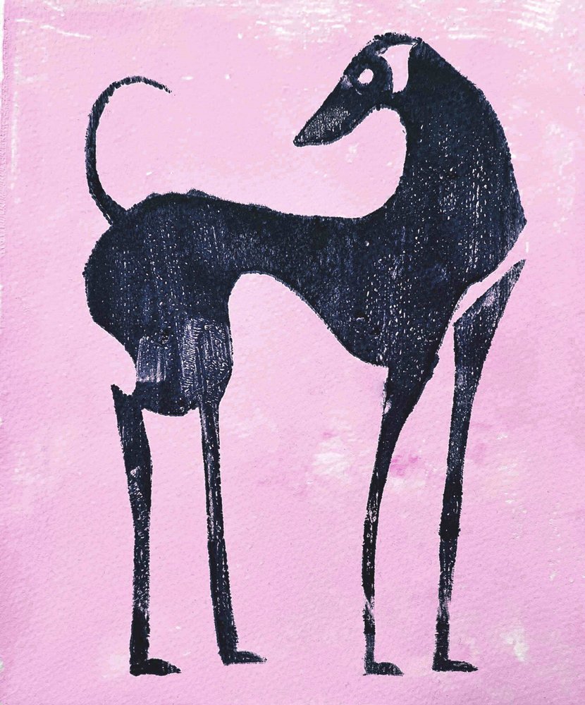 Abstrakt rosa greyhound av Christina Misuro