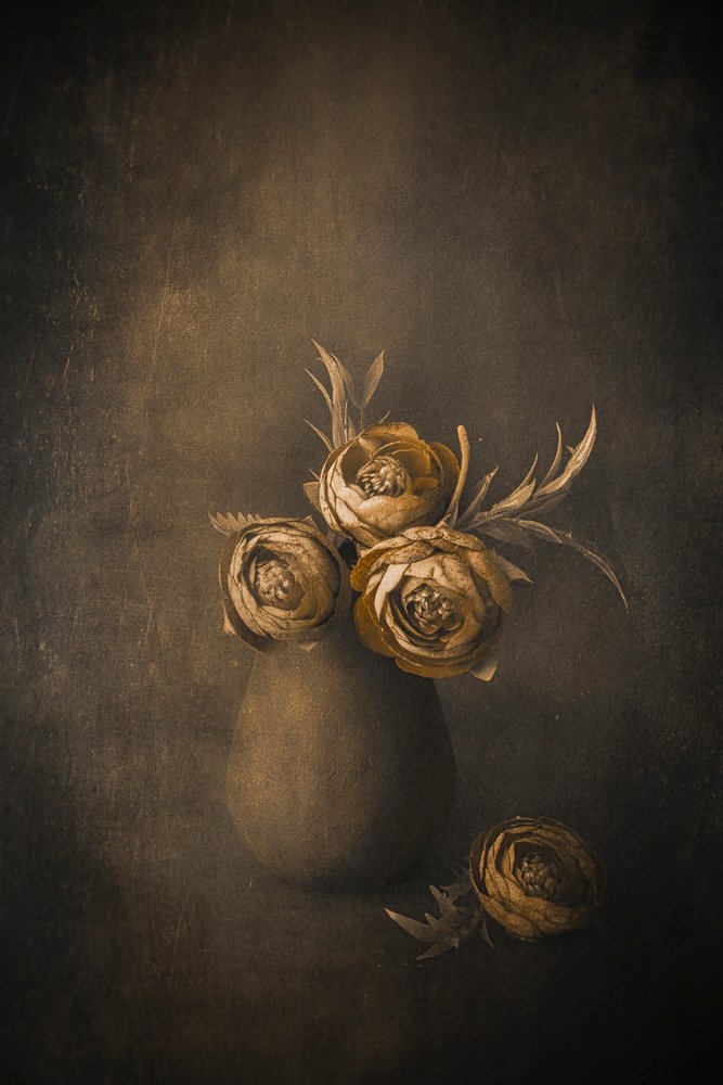 Vintage blomsterstilleben av Cicek Kiral