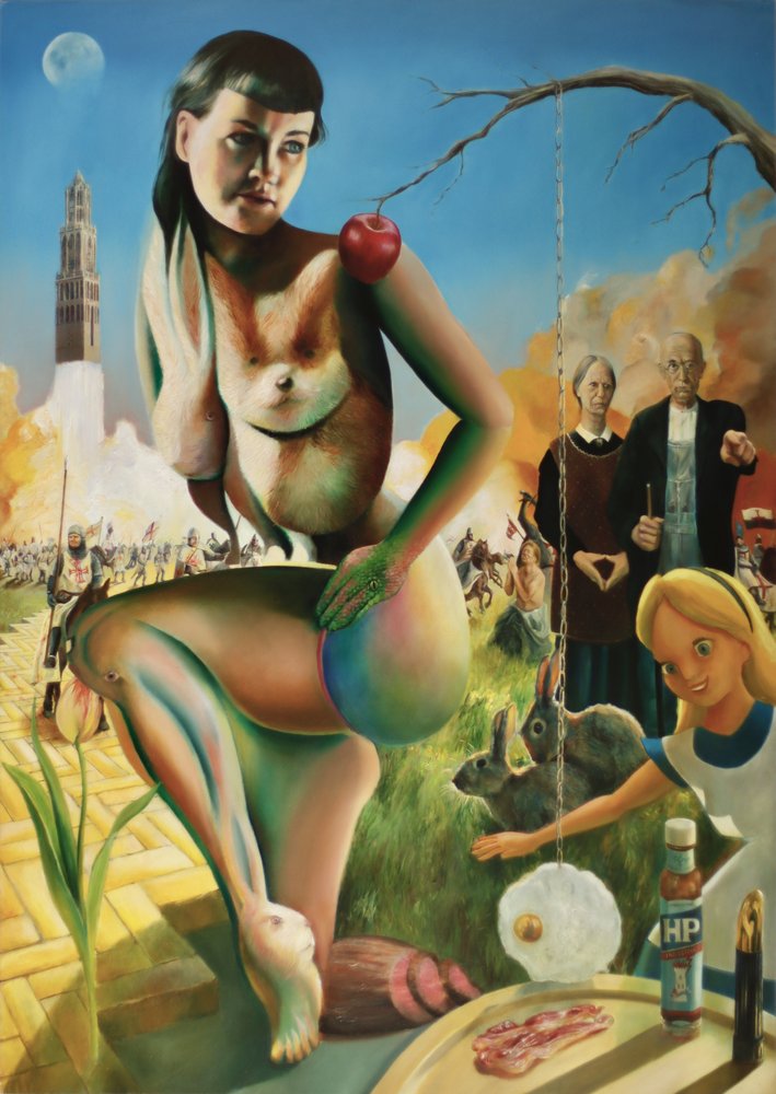 Surrealistisk nakenfantasiscene av Corné Akkers