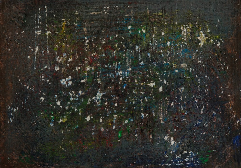 Levende, mørk abstrakt kunst av Dale Hefer