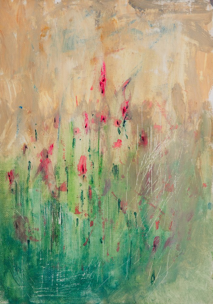 Levende, abstrakt blomstermotiv av Dale Hefer