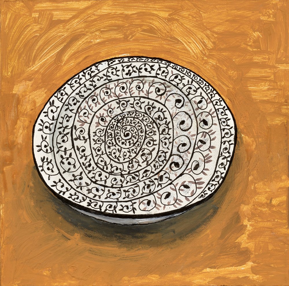 Jordfarget spiralformet tallerken av Dale Hefer & Family