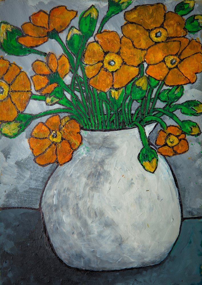 Rustikk blomstervase i oransje av Dale Hefer & Family