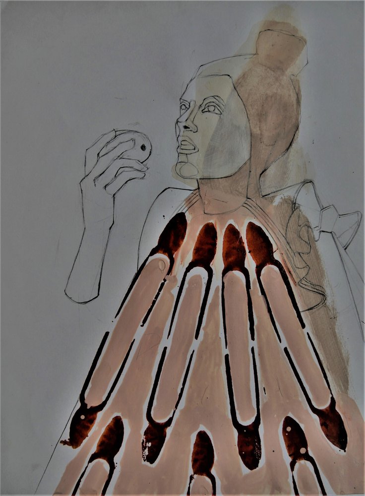 Abstrakt figur med eple av Doris Schmitz