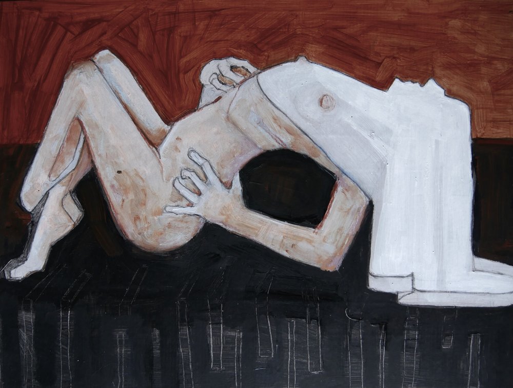 Abstrakt liggende nakenmodell av Doris Schmitz