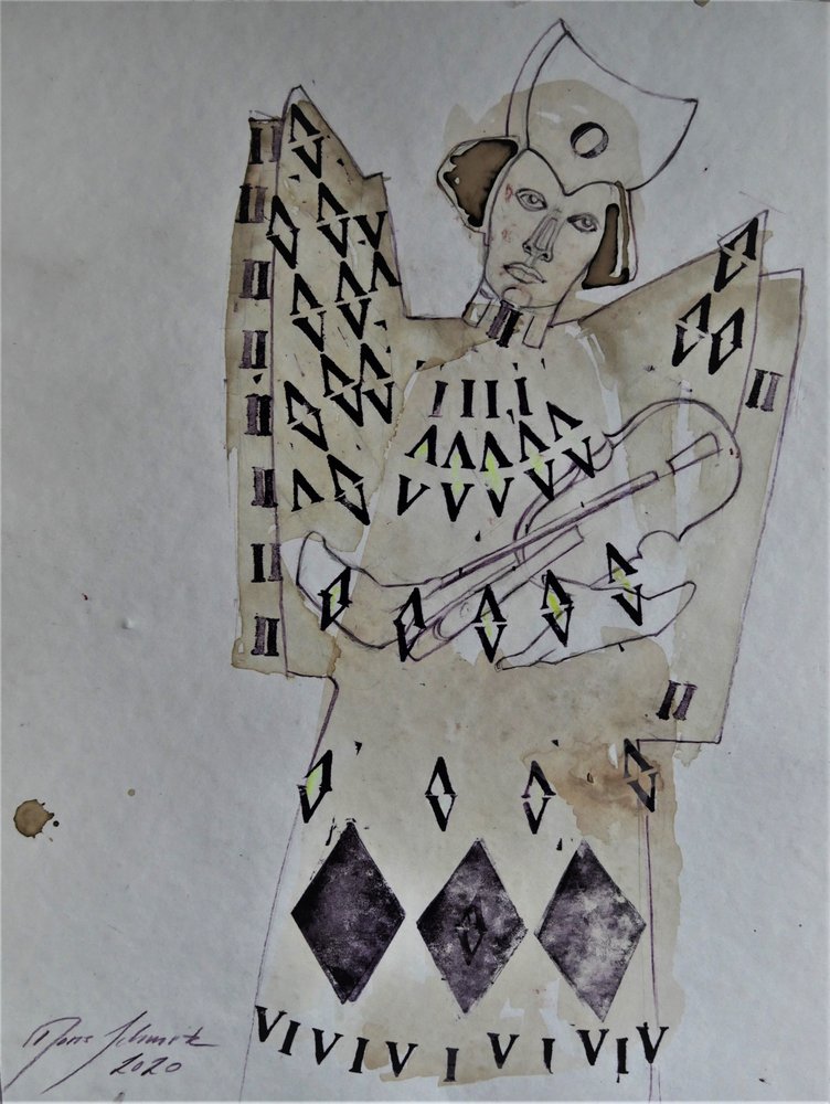 Engleaktig, geometrisk musiker av Doris Schmitz