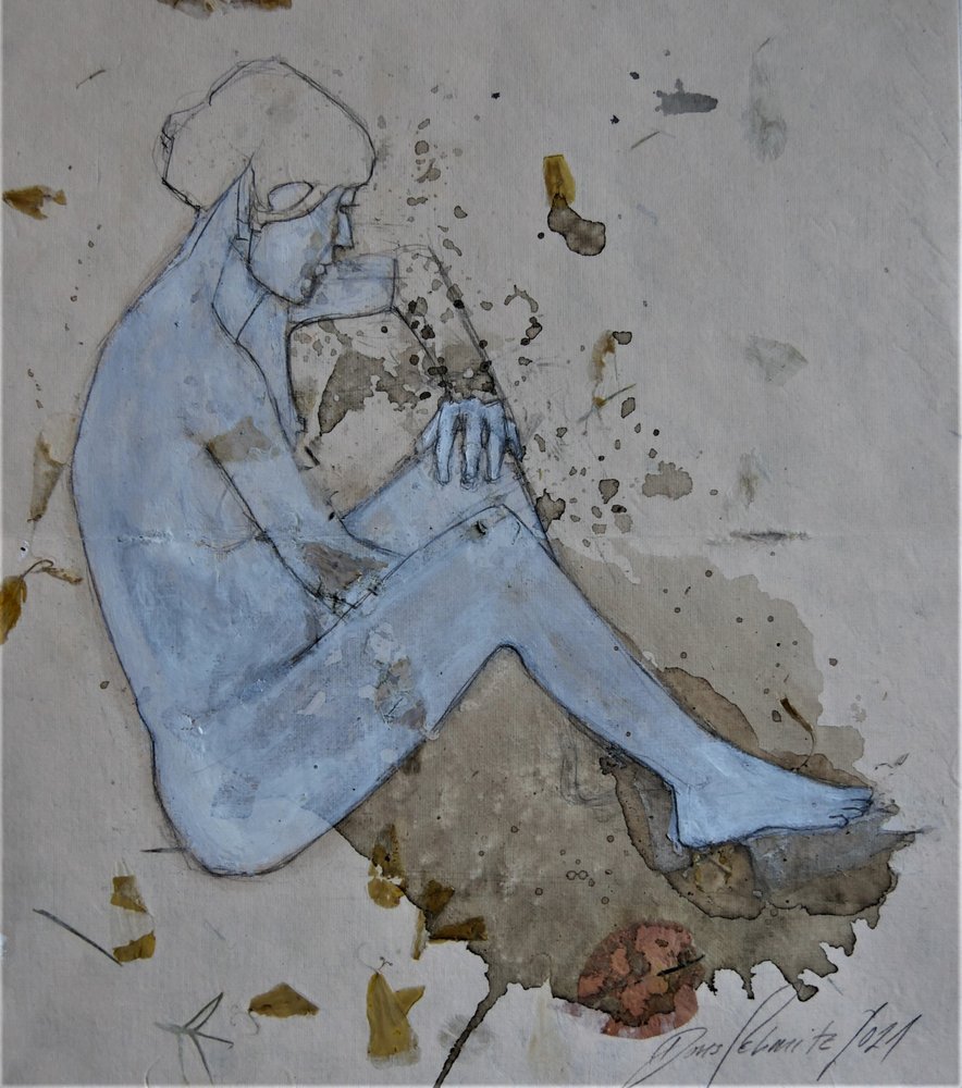Kontemplativ blå figur av Doris Schmitz