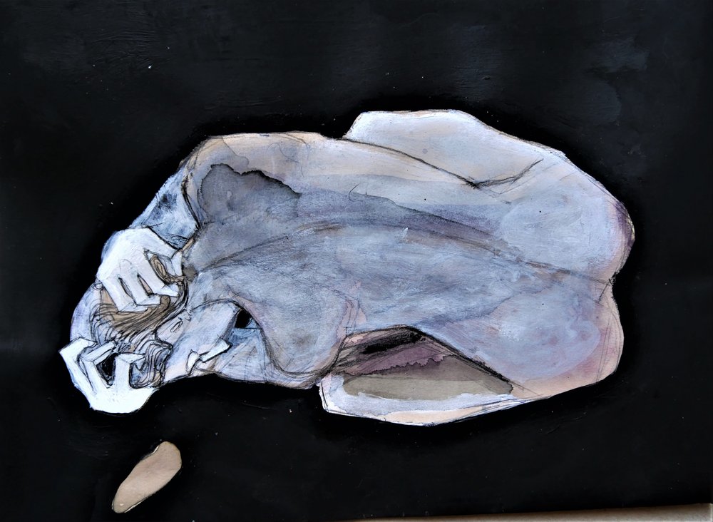 Kontemplativ blå figur av Doris Schmitz
