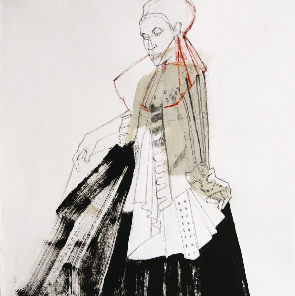 Skisse av en elegant adelsdame av Doris Schmitz