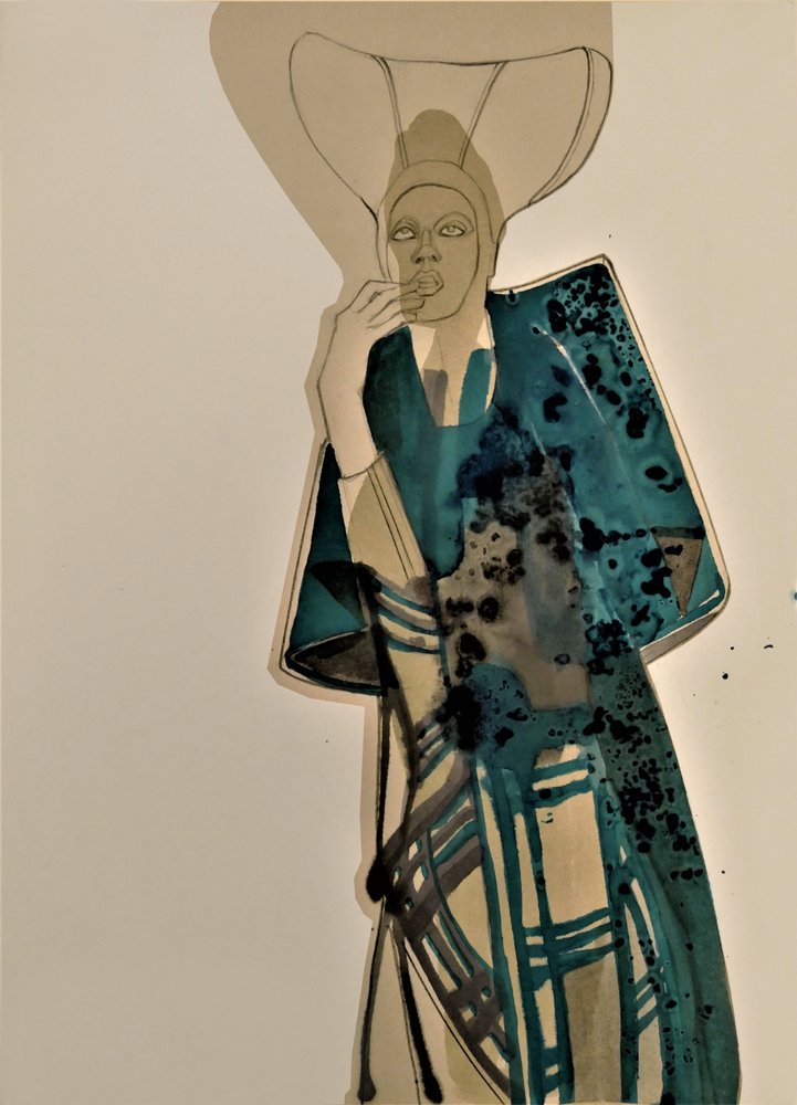 Elegant motefigur i blågrønn farge av Doris Schmitz
