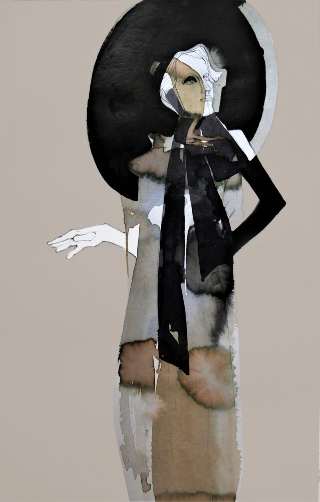 Elegant kvinne med svart hatt av Doris Schmitz