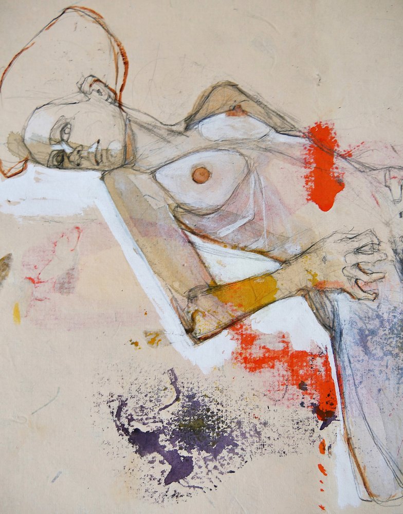 Uttrykksfull figur i liggende stilling av Doris Schmitz