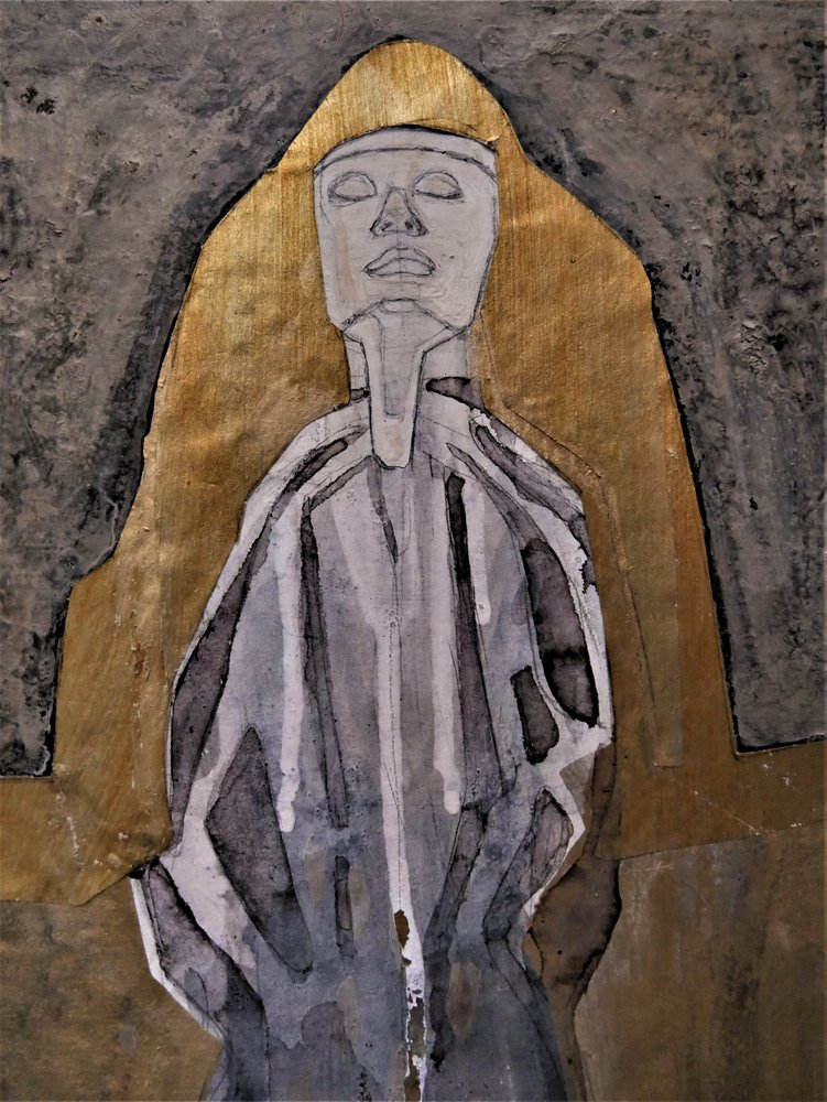 Gullfarget meditasjonsfigur av Doris Schmitz