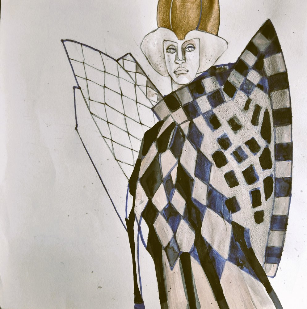 Harlequin-moteportrett av Doris Schmitz