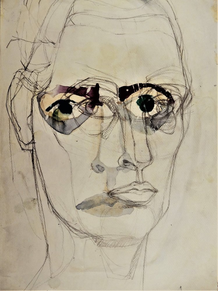 Portrett med intens blikk av Doris Schmitz