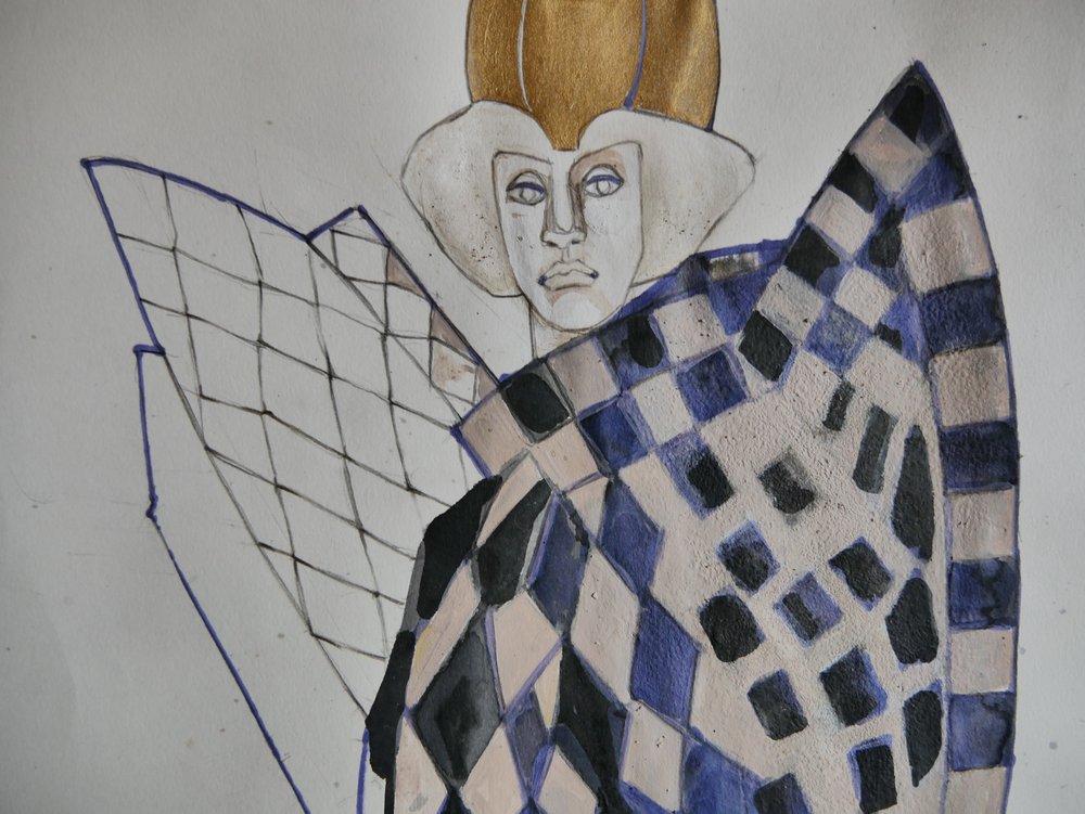 Mystisk harlekinfigur av Doris Schmitz