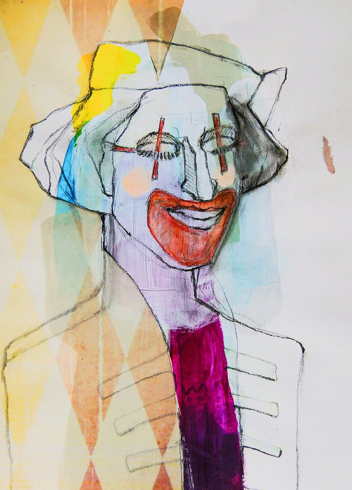 Et fantasifullt klovneportrett av Doris Schmitz