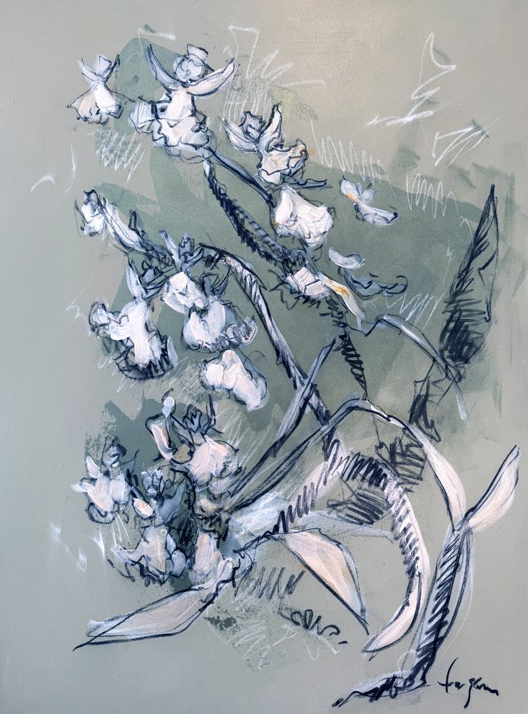Abstrakte hvite blomster av Dorothy Fagan