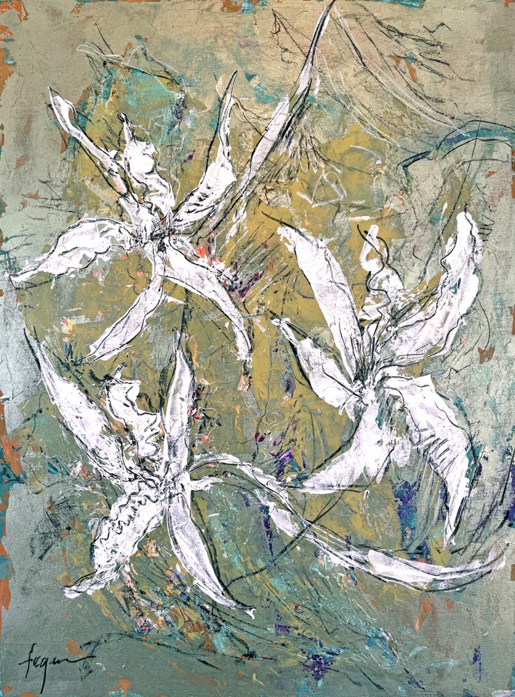 Dansende hvite blomster av Dorothy Fagan