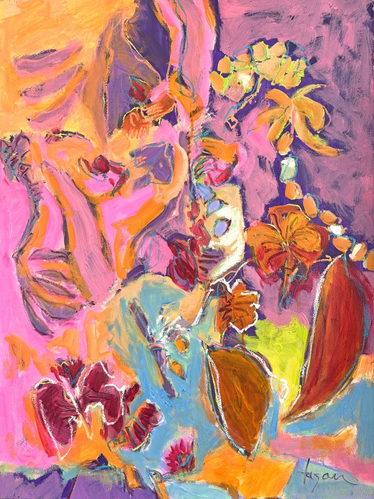 Levende, abstrakte blomstermotiver av Dorothy Fagan