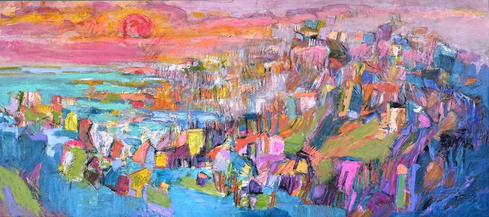 Solnedgang i en livlig kystby av Dorothy Fagan