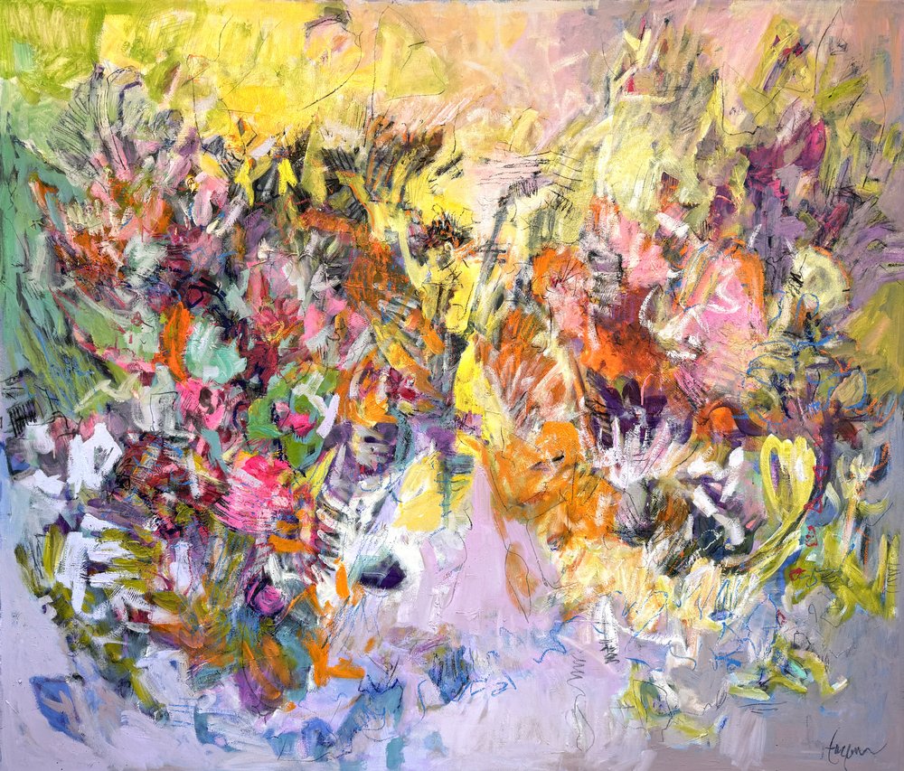 Levende, abstrakt blomstermotiv av Dorothy Fagan