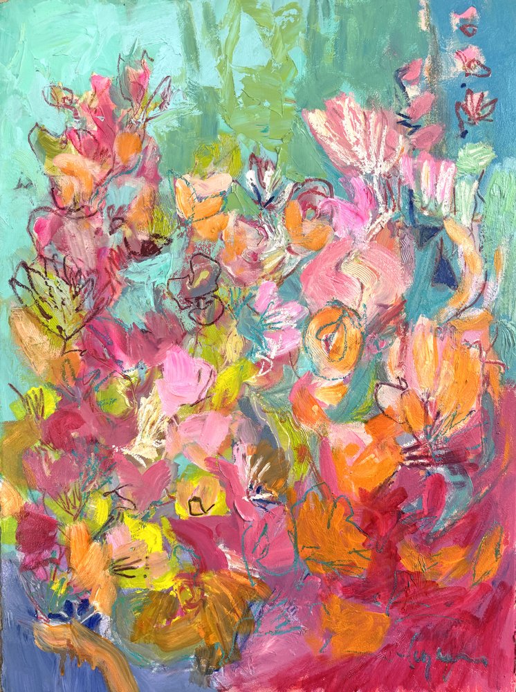Levende, abstrakt blomstermotiv av Dorothy Fagan