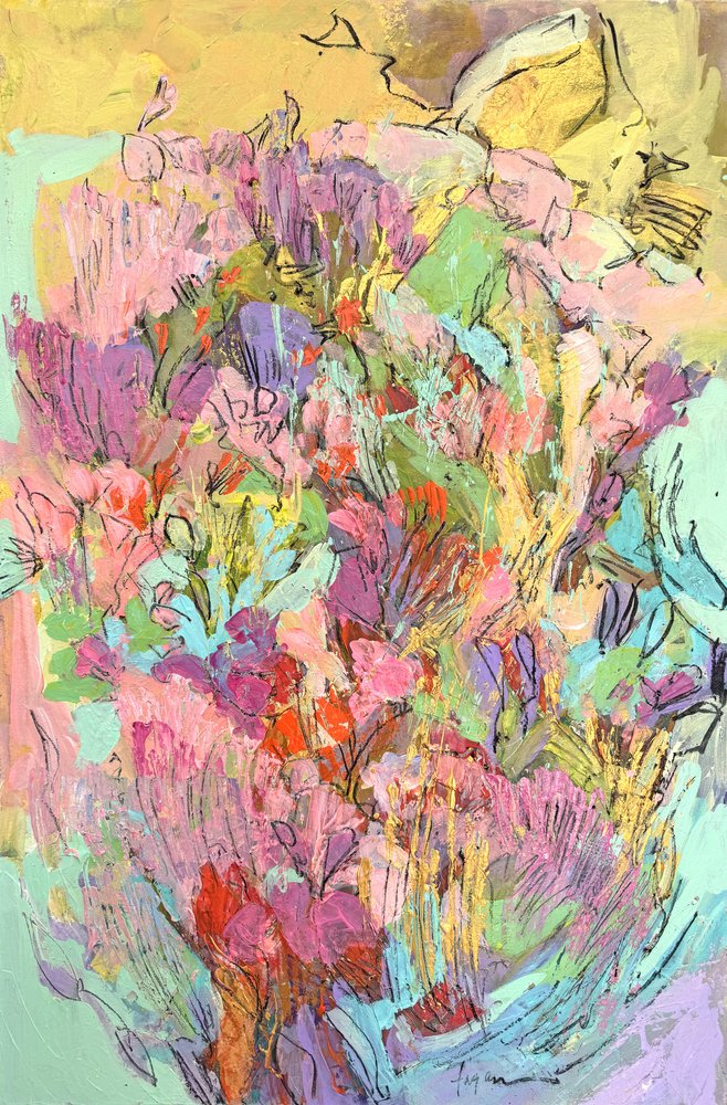Fargerike blomster i hagen av Dorothy Fagan