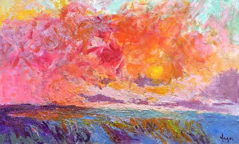Et livfullt havlandskap ved solnedgang av Dorothy Fagan