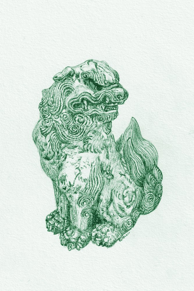 Grønn Foo Dog-vokter av EC Mazur