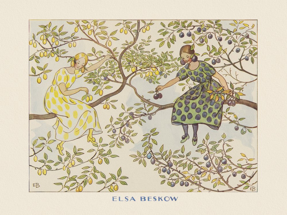 Tomtebobarnen  – Frøknene Plommon Boarder av Elsa Beskow