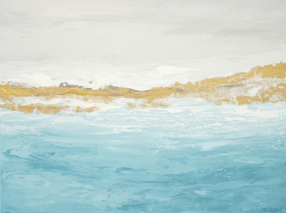 Abstrakt «Blue Gold»-havlandskap av Françoise Wattré