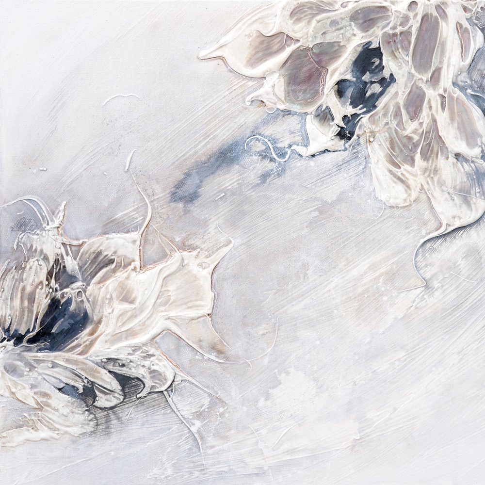 Abstrakte hvite blomster av Françoise Wattré