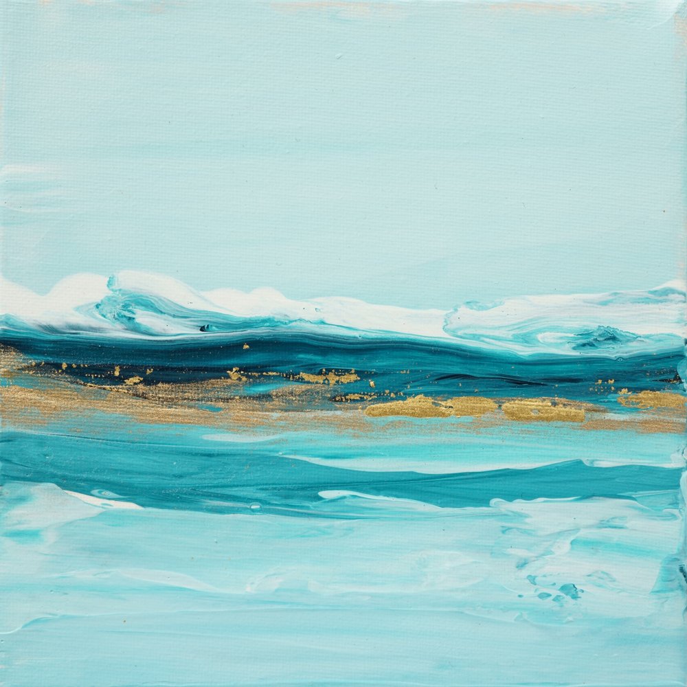 Aqua Gold Waves av Françoise Wattré