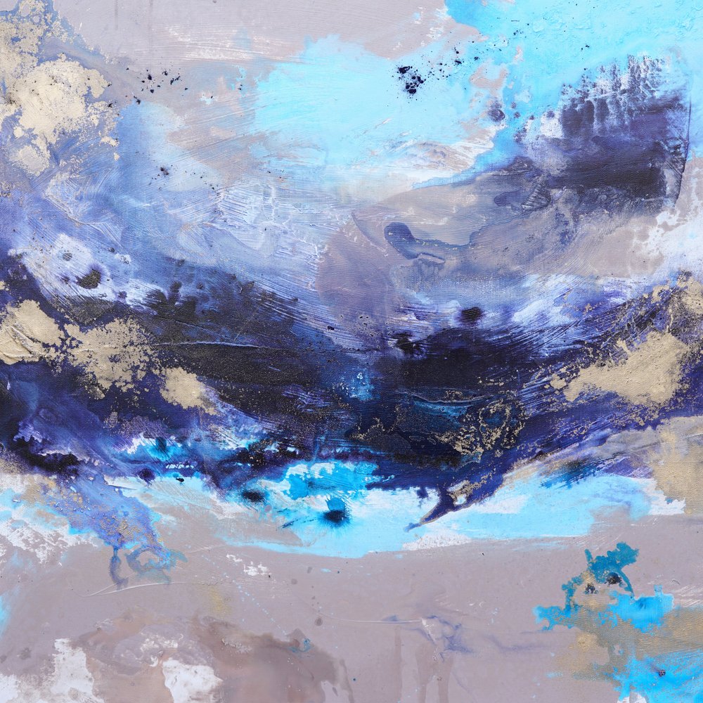 Deep Blue Golden Flow av Françoise Wattré
