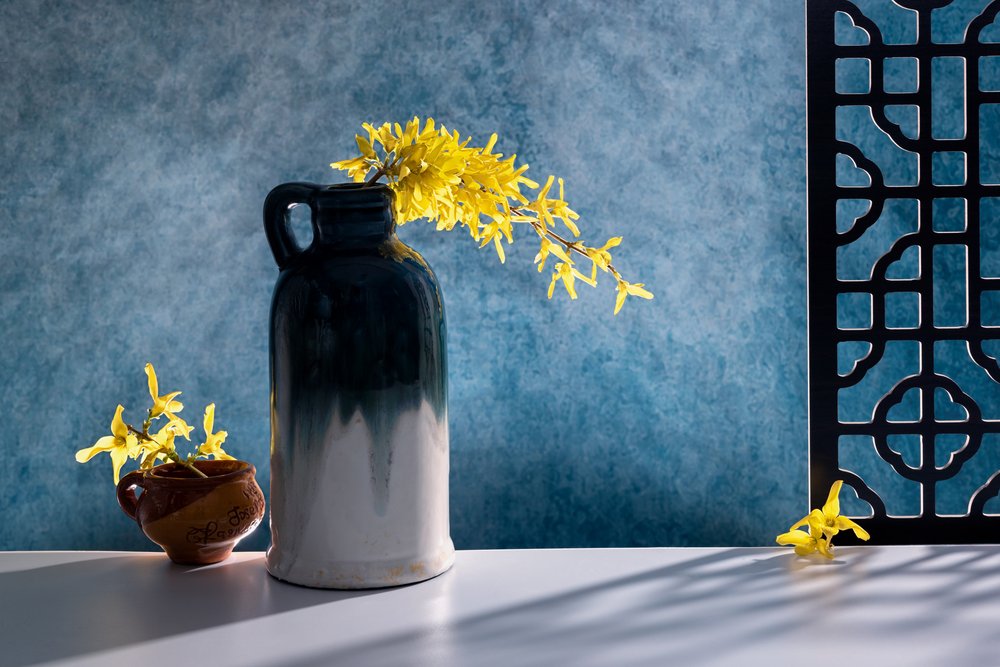 Elegant stilleben med forsythia av GaoSL