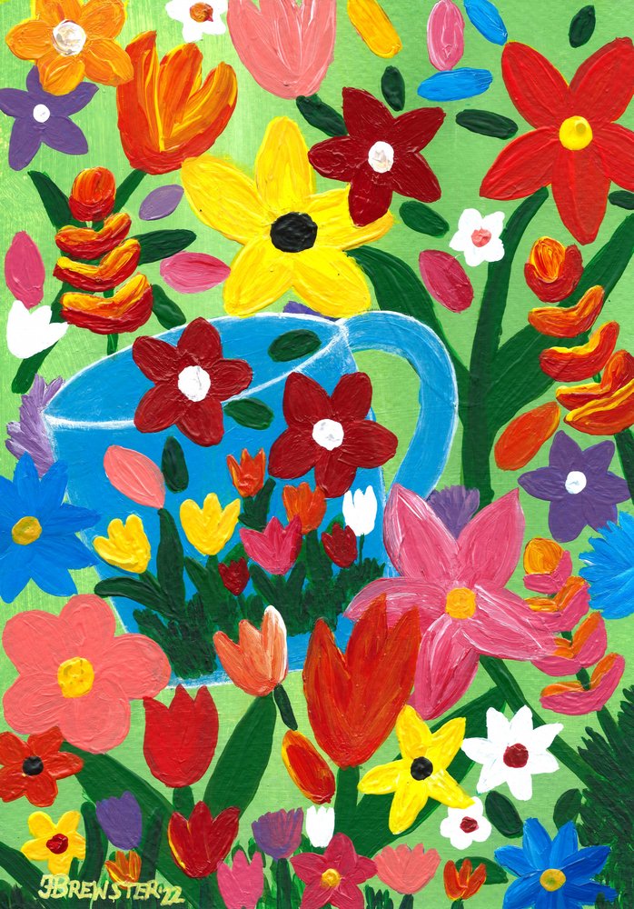 Vannkanne i blomsterhagen av Janine Brewster