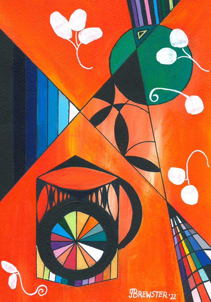 Livlig geometrisk komposisjon av Janine Brewster