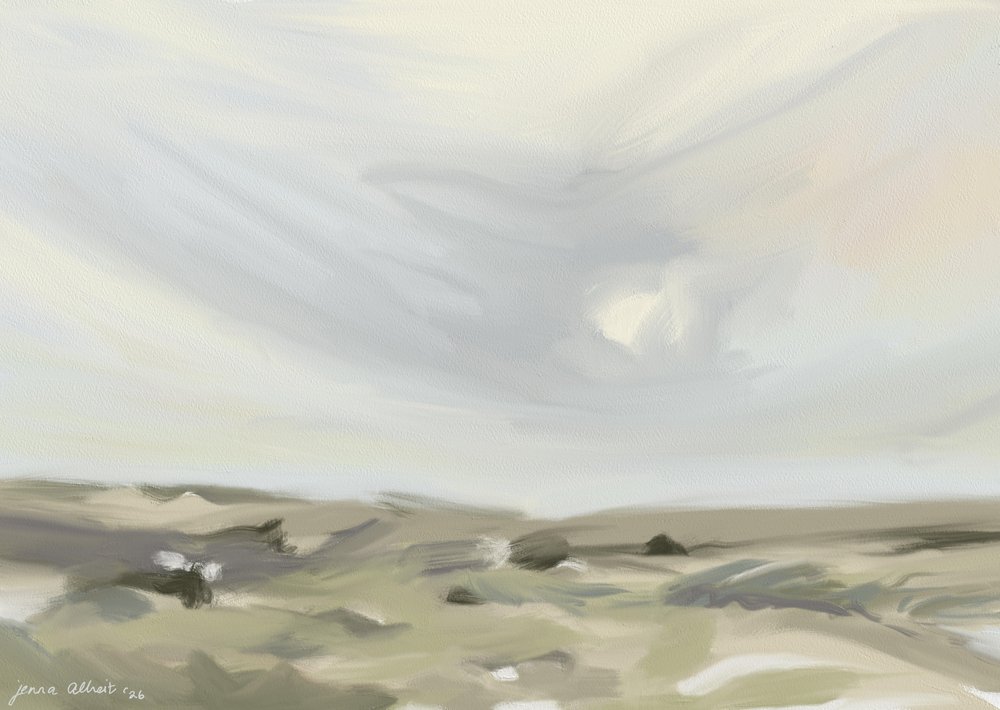Landskap med rolig himmel av Jenna Alheit