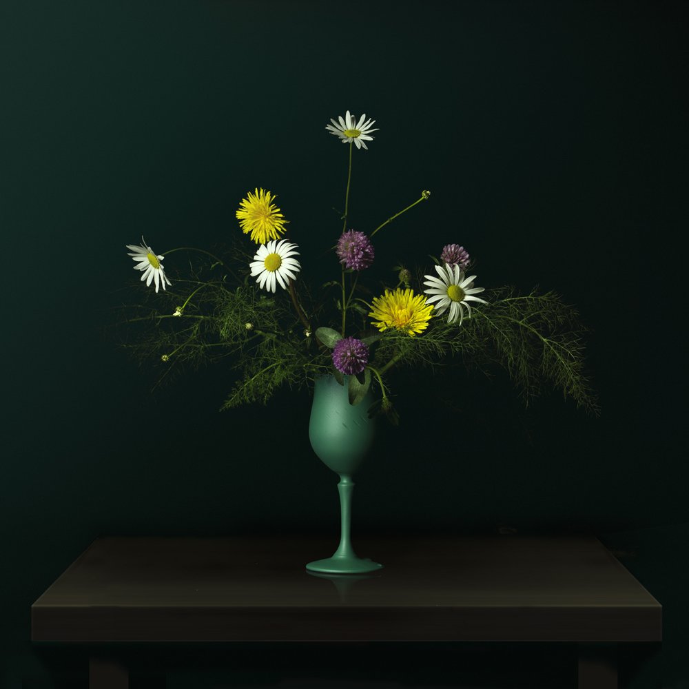 Stilleben med vase med villblomster av Juan Antonio Palacios