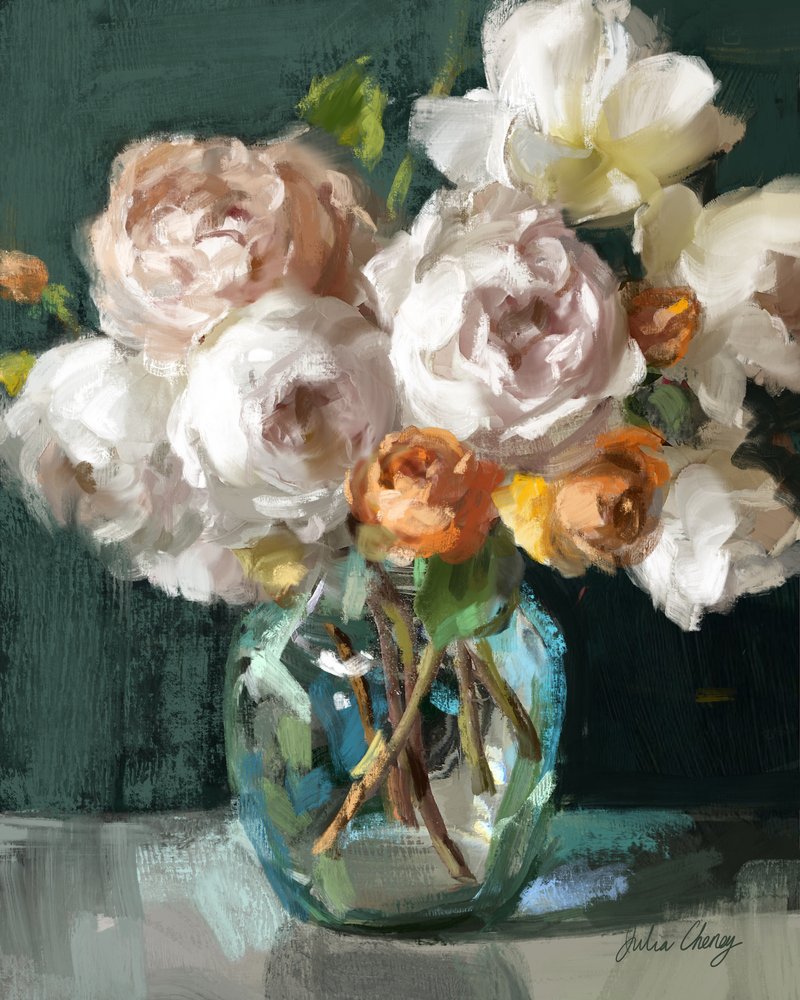 Mykt blomsterstilleben av Julia Cheney