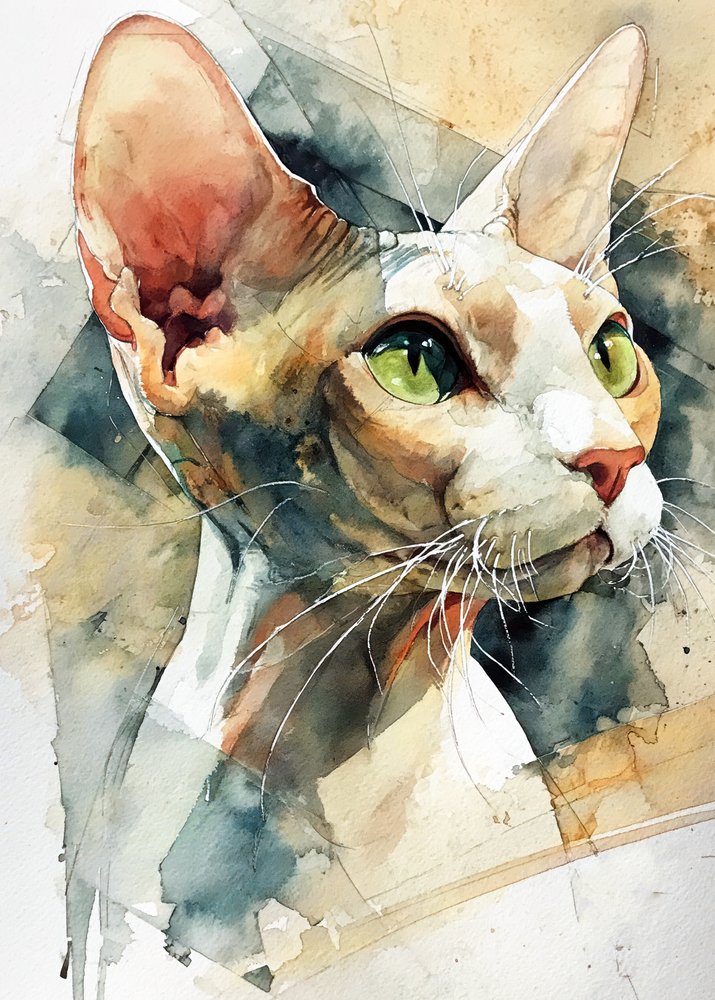 Sphynx-katt med grønne øyne av Justyna Jaszke